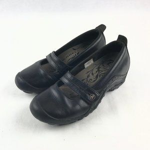 Merrell Plaza Bandeau Black Leather Wedges Sz 5
